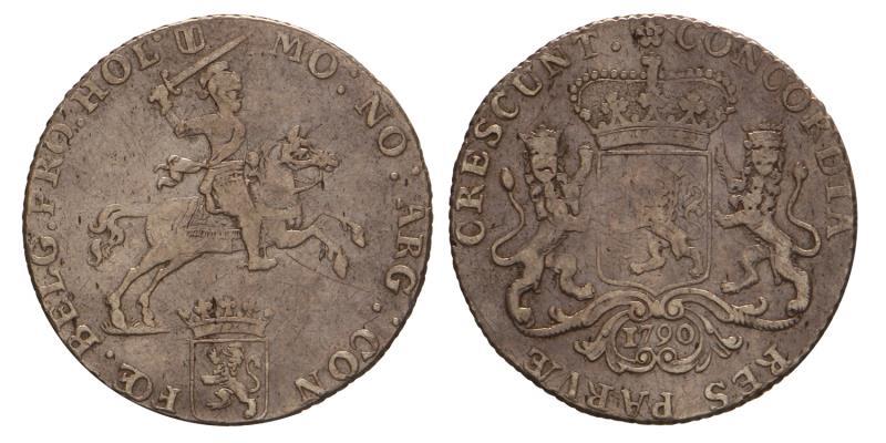 Halve dukaton of zilveren rijder Holland 1790. Fraai / Zeer Fraai.
