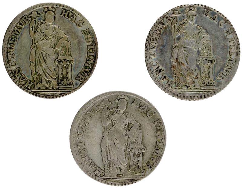 Lot 3x Muntmeesterpenning Holland 1759. 1x Zeer Fraai / Prachtig en 2x Fraai.