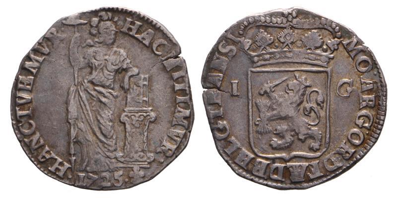 1 gulden Overijssel 1725. Zeer Fraai -.