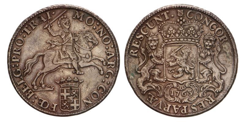 Dukaton of zilveren rijder Utrecht 1763. Zeer Fraai + (montage).