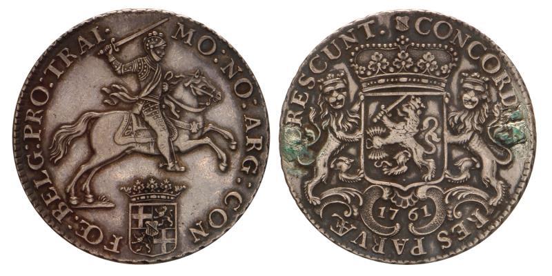 Halve dukaton of zilveren rijder Utrecht 1761. Prachtig - (montage).