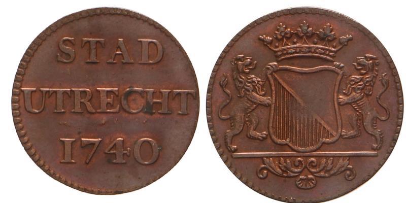 Duit Utrecht stad 1740. Prachtig / FDC.