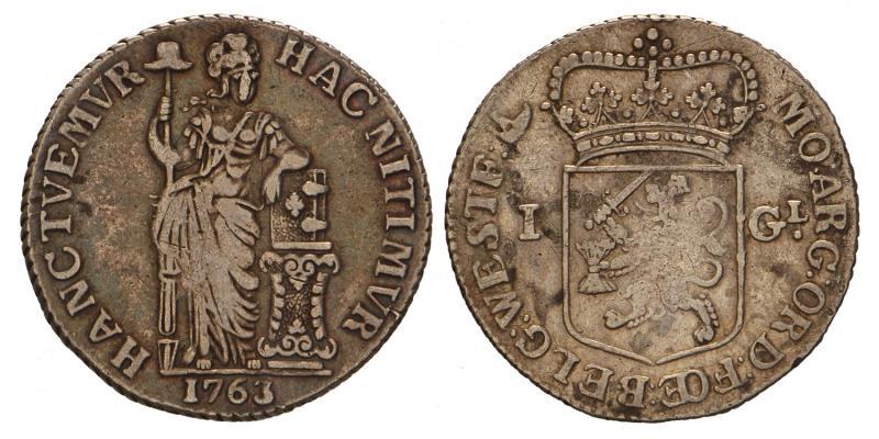 1 gulden West-Friesland 1763. Zeer Fraai.