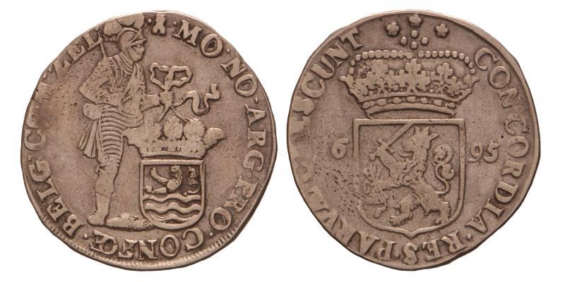 Zilveren dukaat Zeeland 1695. Fraai +.