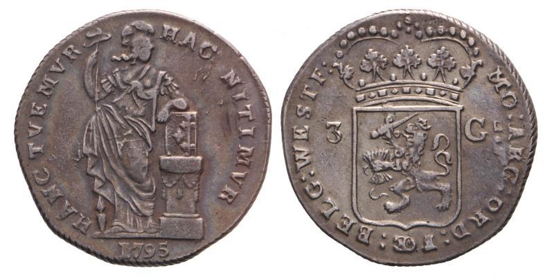 3 gulden West-Friesland 1795. Zeer Fraai -.
