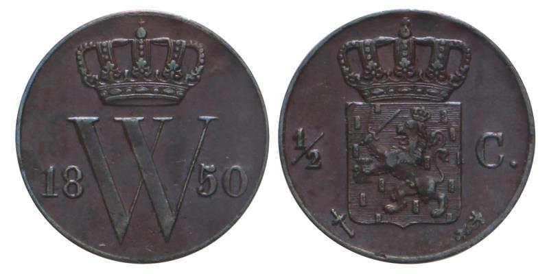 ½ cent Willem III 1850. FDC -.