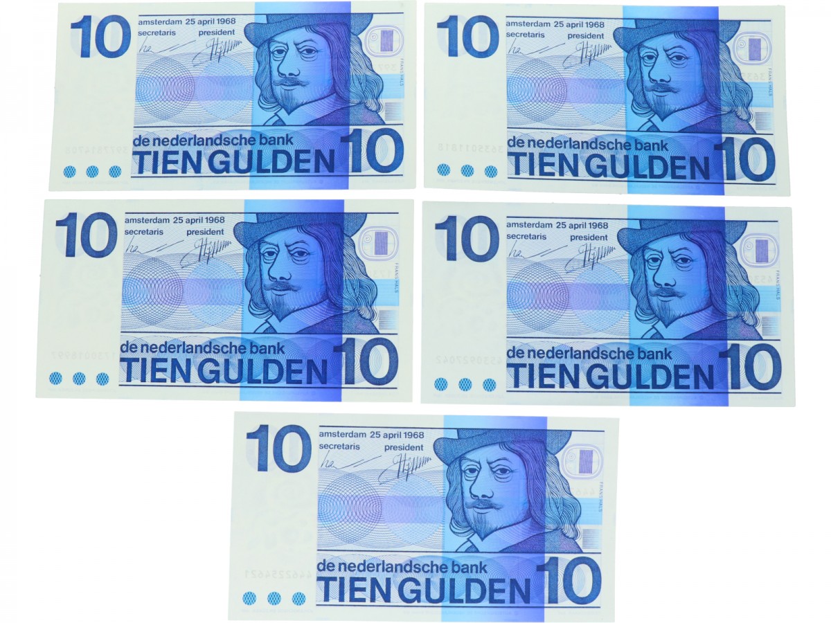 Nederland 5x 10 gulden Bankbiljet Type 1968 Frans Hals - UNC