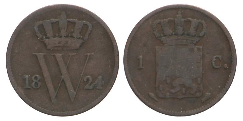 1 cent Willem I 1824 U. Fraai +.