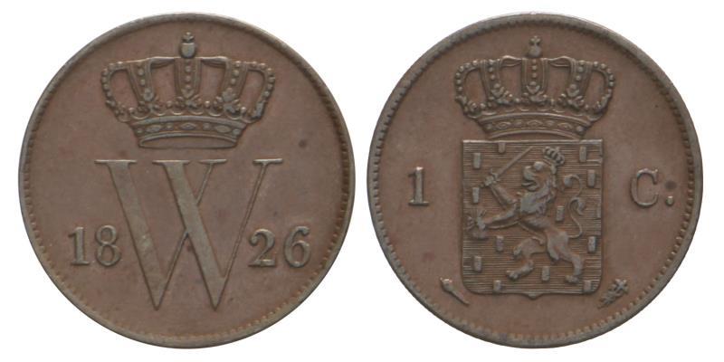 1 cent Willem I 1826 U. Zeer Fraai / Prachtig.