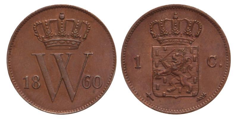 1 cent Willem III 1860. FDC.