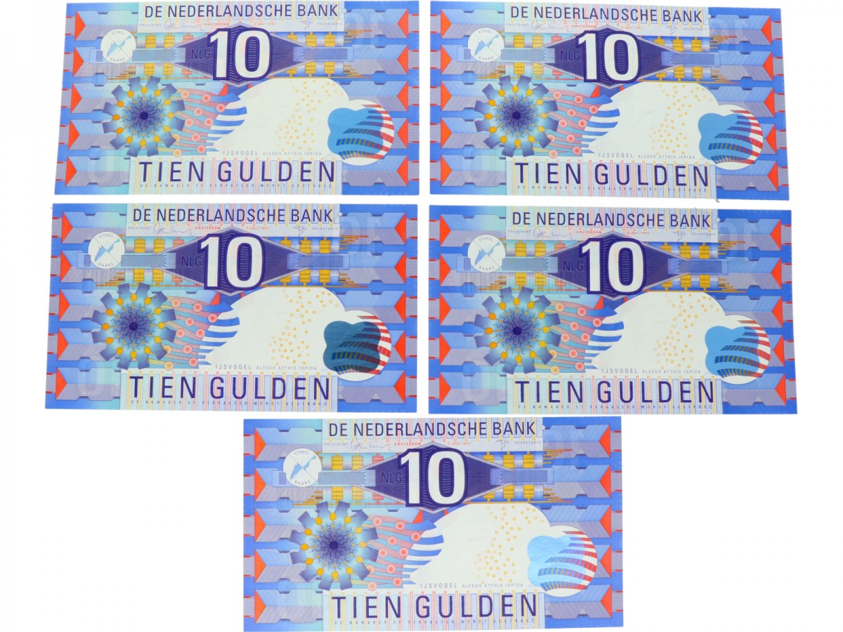 Nederland 5x 10 gulden Bankbiljet Type 1997 IJsvogel - UNC