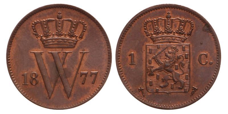 1 cent Willem III 1877. FDC.