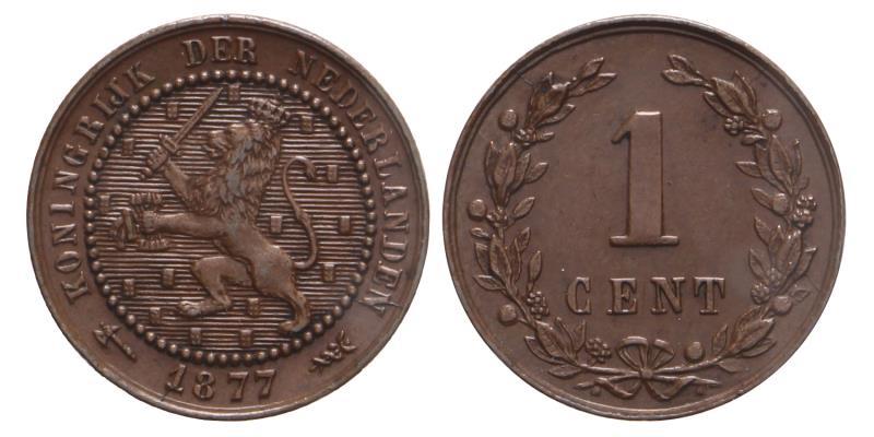 1 cent Willem III 1877. Prachtig.