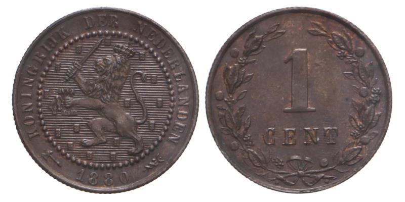 1 cent Willem III 1880. FDC.