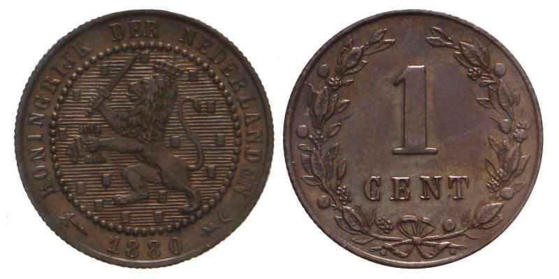 1 cent Willem III 1880. FDC -.