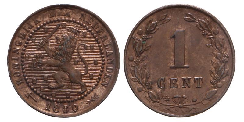 1 cent Willem III 1880. FDC.