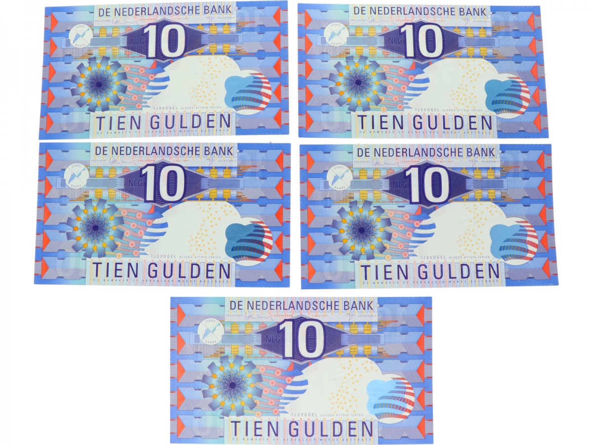 Nederland 5x 10 gulden Bankbiljet Type 1997 IJsvogel - UNC