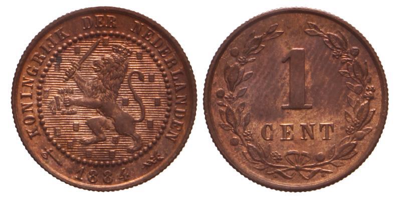 1 cent Willem III 1884. FDC.