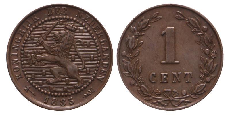 1 cent Willem III 1883. Prachtig +.