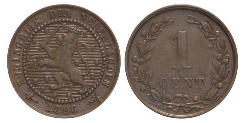 1 cent Wilhelmina 1896. Prachtig -.