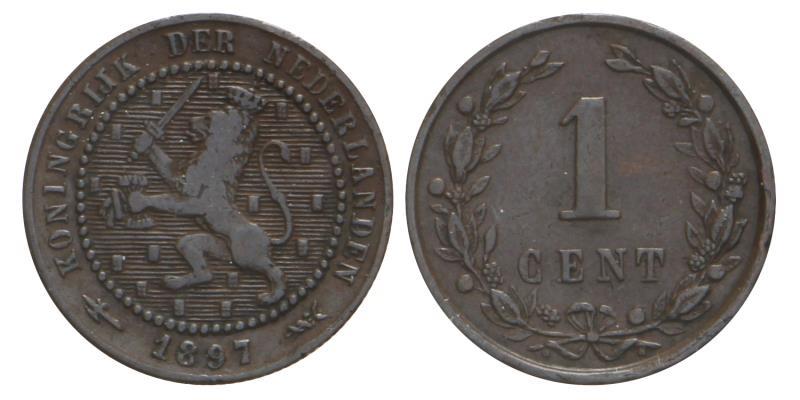 1 cent Wilhelmina 1897. Zeer Fraai.