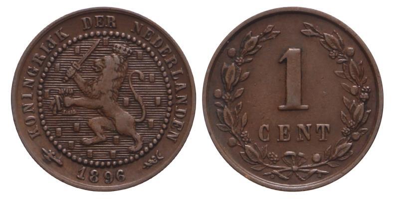 1 cent Wilhelmina 1896. Zeer Fraai.