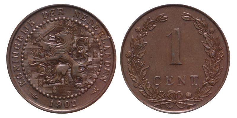 1 cent Wilhelmina 1902. Prachtig +.