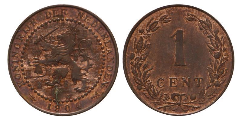 1 cent Wilhelmina 1904. Prachtig / FDC.