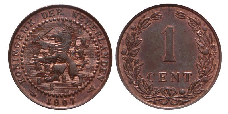 1 cent Wilhelmina 1907. FDC.