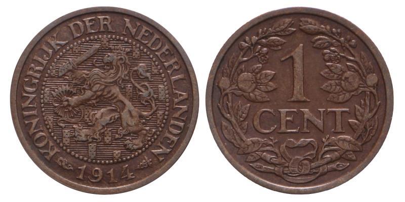 1 cent Wilhelmina 1914. FDC.