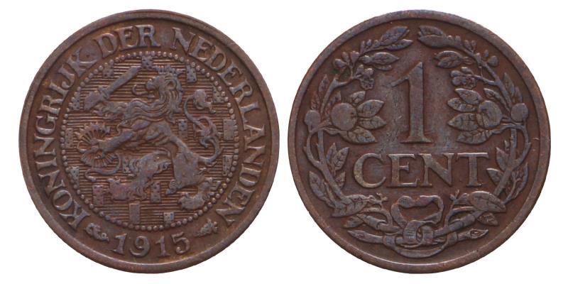 1 cent Wilhelmina 1915. Prachtig.