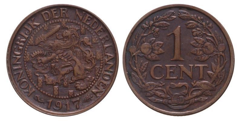 1 cent Wilhelmina 1917. Prachtig.