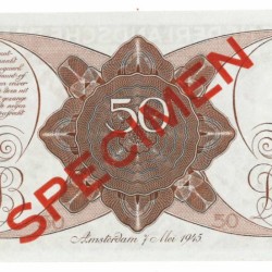 Nederland 50 gulden Specimen Type 1945 Stadhouder Willem III - Zeer Fraai / Prachtig