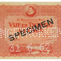 Nederland. 25 gulden. Specimen. Type 1929. Type Willem van Oranje. - Zeer Fraai / Prachtig.