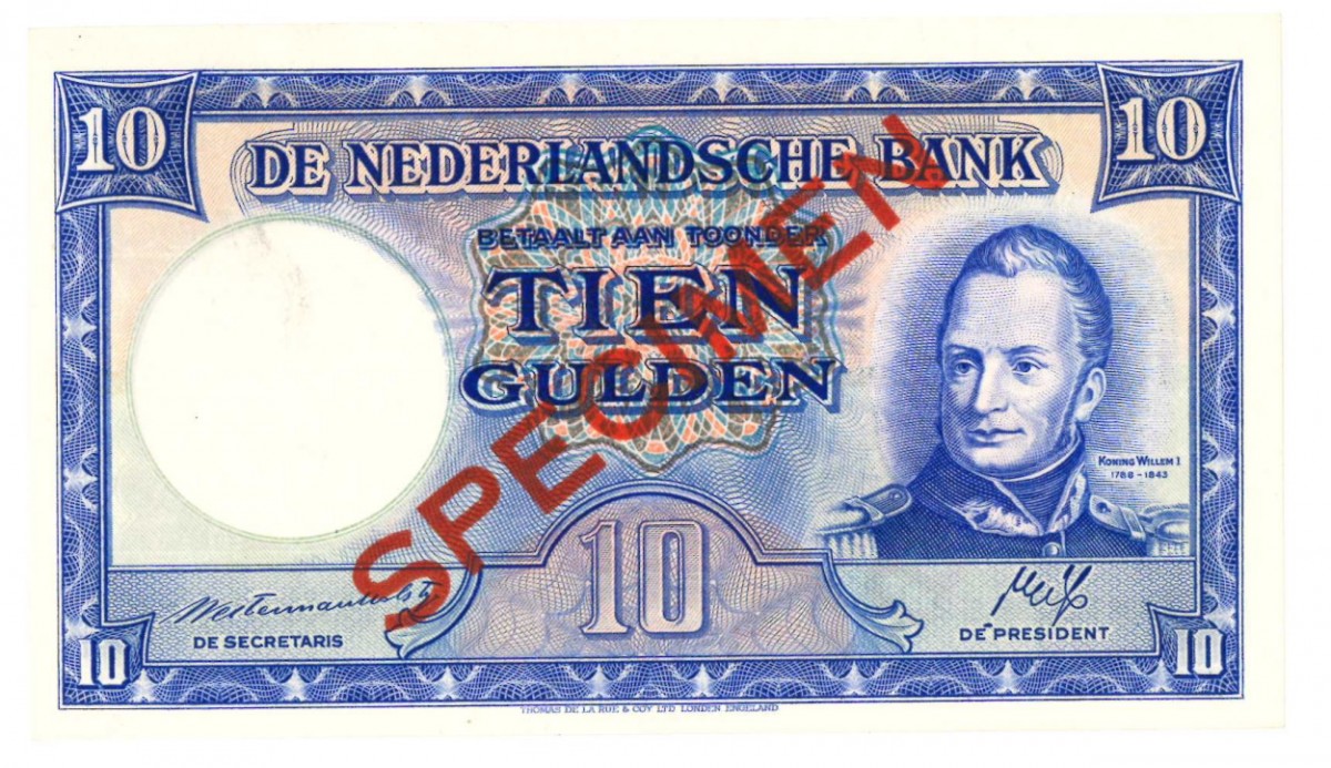 Nederland 10 gulden Specimen Type 1945 II Staatsmijnen - UNC