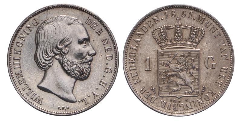 1 gulden Willem III 1851. FDC.