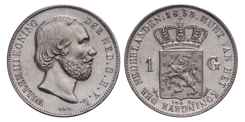 1 gulden Willem III 1853. FDC -.