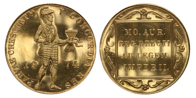Gouden dukaat Juliana 1974 medailleslag. FDC.
