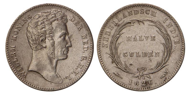 ½ gulden Willem I 1826. Zeer Fraai / Prachtig.