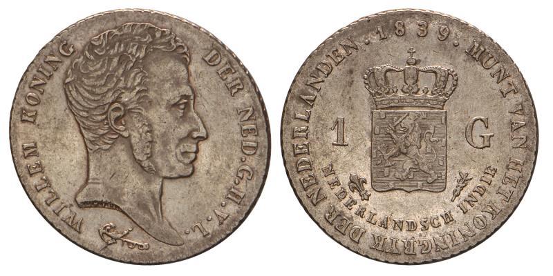 1 gulden Willem I 1839. Zeer Fraai / Prachtig.