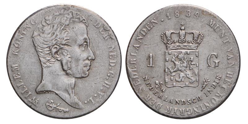 1 gulden Willem I 1839. Zeer Fraai.