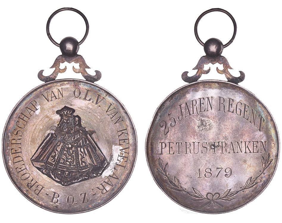 1879. Nederland. Petrus Franken 25 jaar Regent van het broederschap van OLV van Kevelaar.