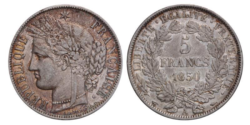 France. 5 Francs. 1850 A.