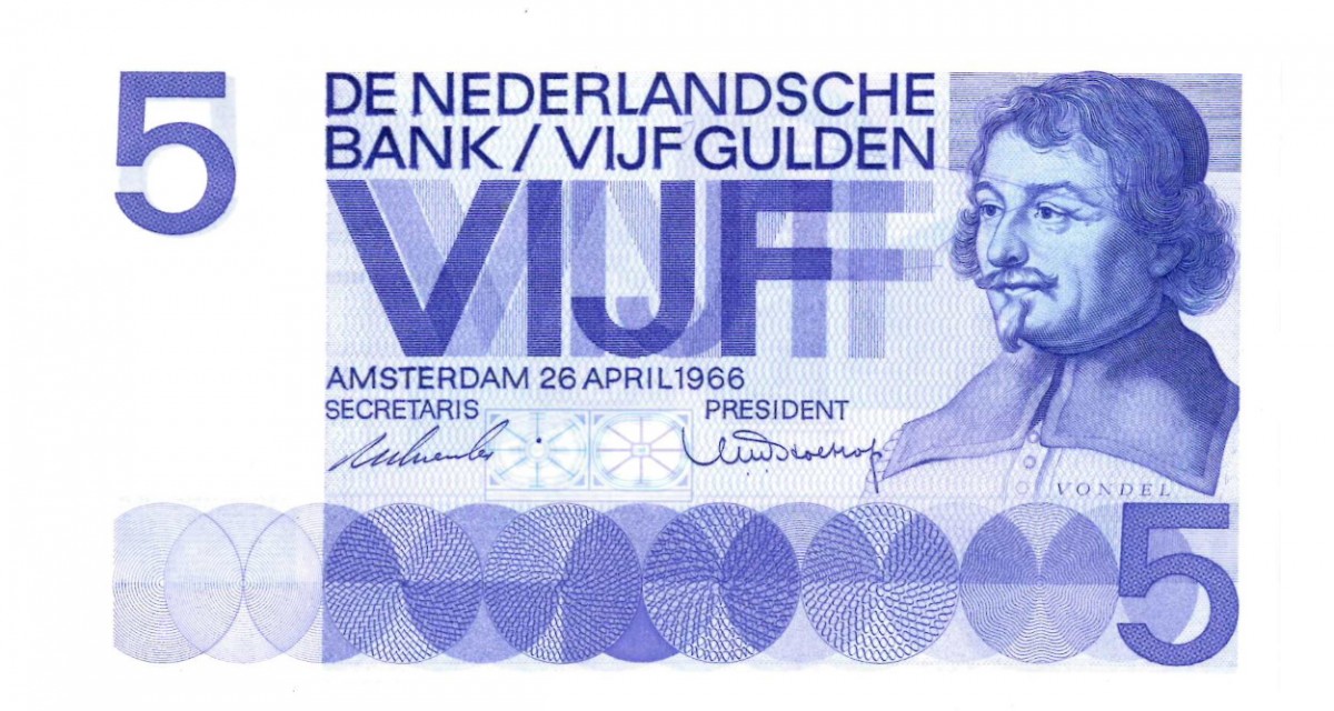 Nederland 5 gulden Proefdruk Type 1966 Vondel I - UNC