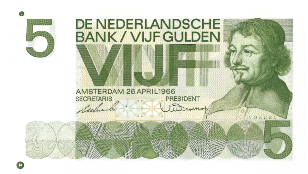 Nederland 5 gulden Proefdruk Type 1966 Vondel I - UNC