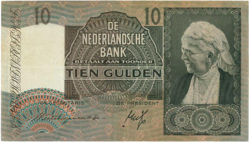 Nederland. 10 gulden. Bankbiljet. Type 1940I. Emma - Zeer Fraai +.
