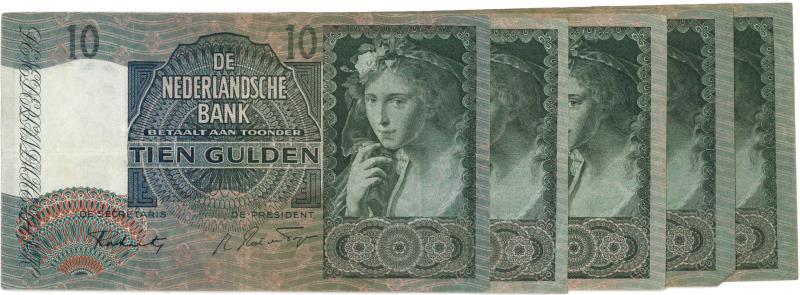 Nederland. 10 gulden. Bankbiljet. Type 1940II. Meisje met druiven - Zeer Fraai.