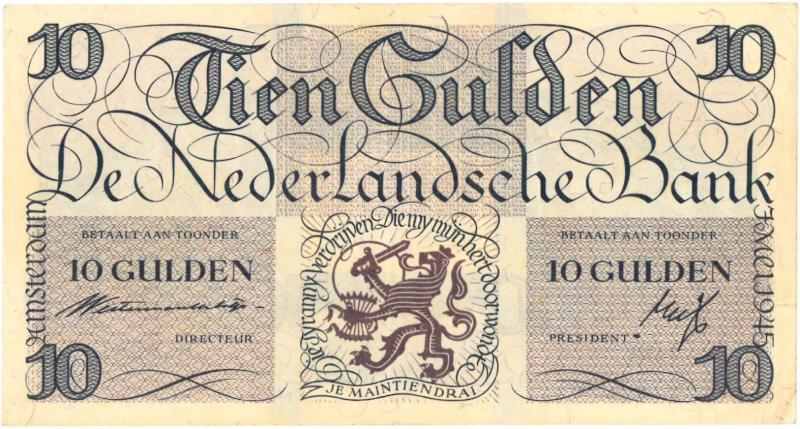 Nederland. 10 gulden. Bankbiljet. Type 1945I. Lieftincktientje - Prachtig.