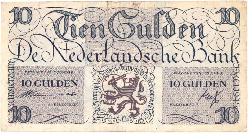 Nederland. 10 gulden. Bankbiljet. Type 1945I. Lieftincktientje - Zeer Fraai.