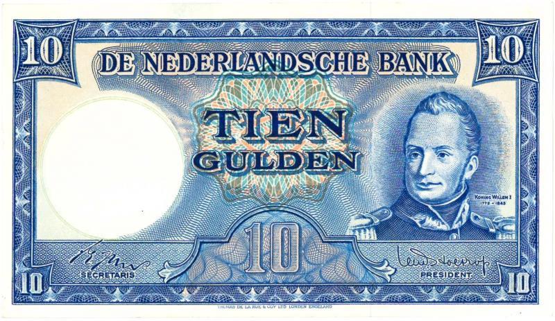 Nederland. 10 gulden. Bankbiljet. Type 1949. Willem I Molen - Zeer Fraai / Prachtig.